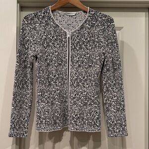 Hugo Boss Black and White Textured Cardigan